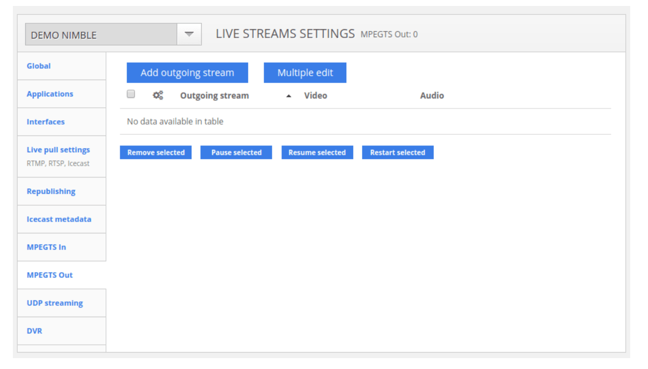 Softvelum live stream settings