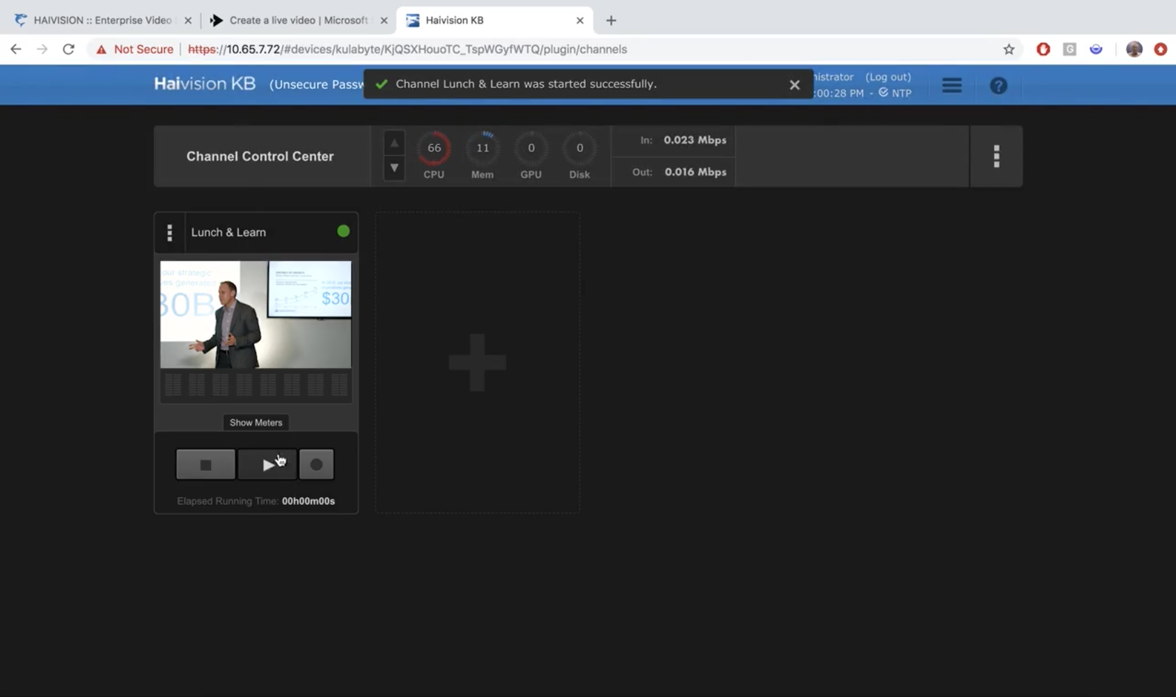Channel is now live in KB video encoder