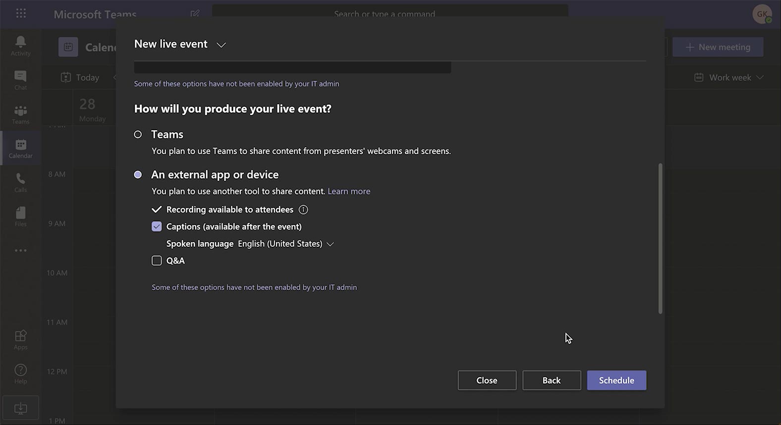 Setting up your event production for Microsoft Teams