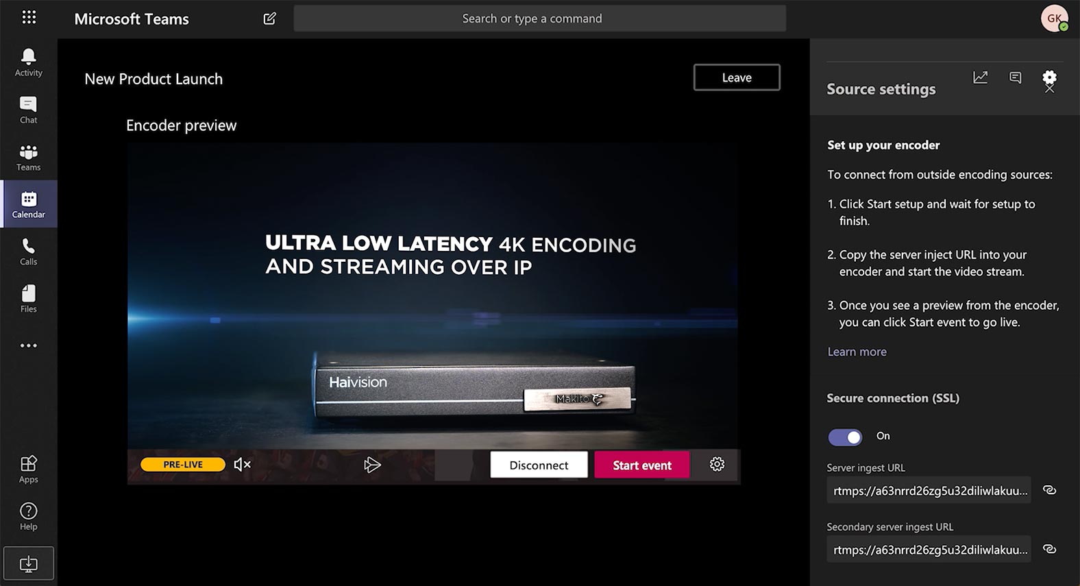 Starting a live event in Microsoft Teams
