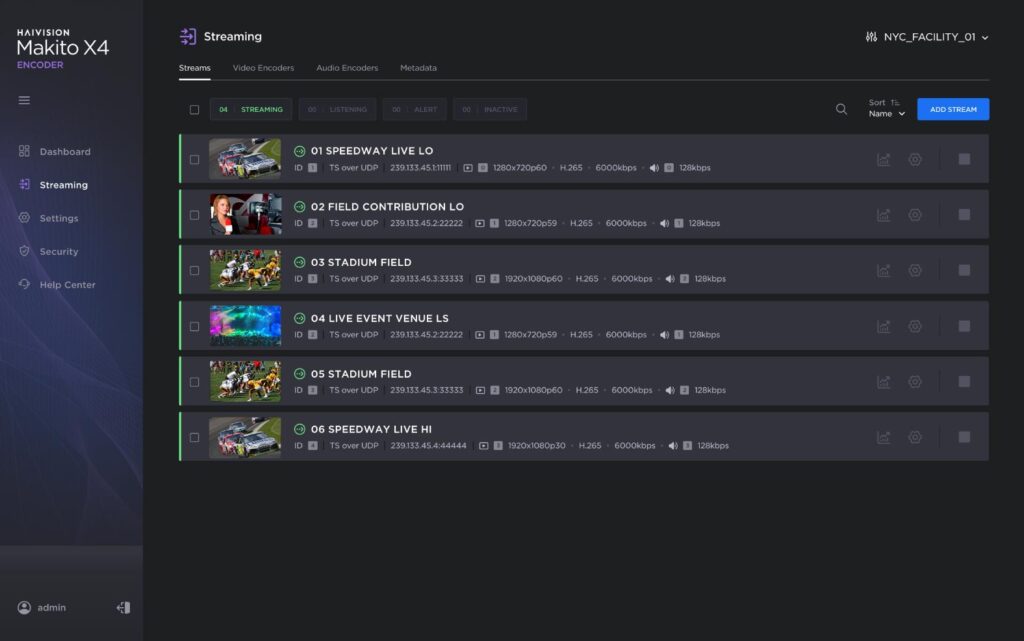Makito X4 UI Streaming Dashboard