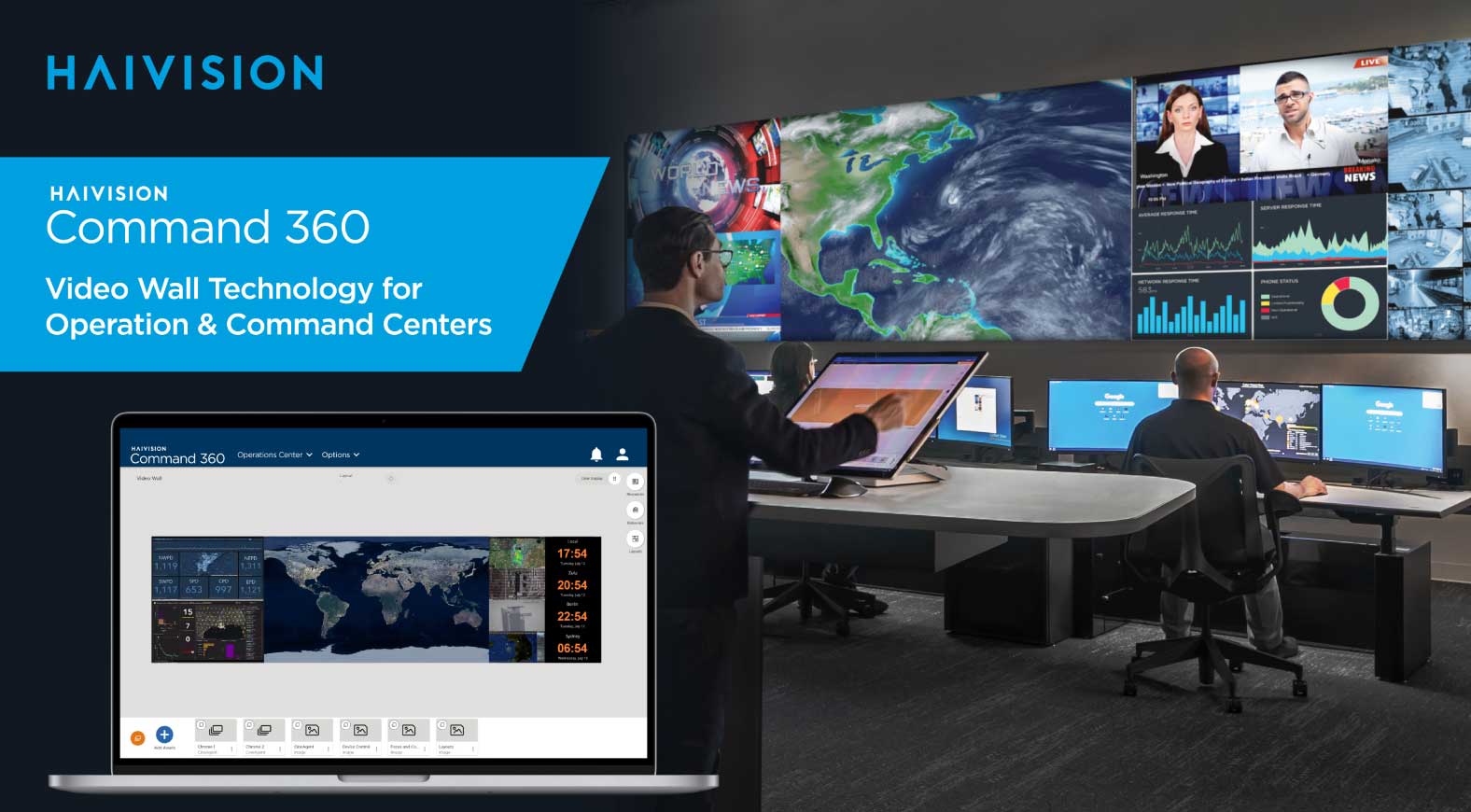 Haivision Command 360 Video Wall Technology in a Command Center setting