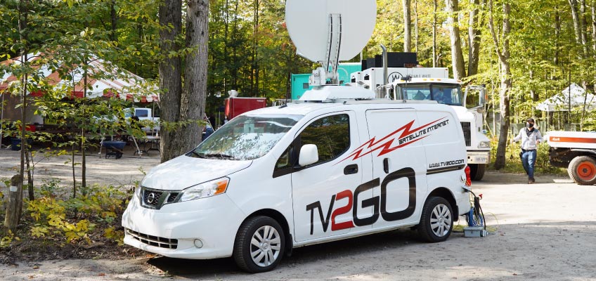 TV2GO van used for remote contribution using SRT and satellite